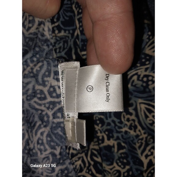 Coldwater Creek Faux Wrap Below Knee Skirt Blue White Floral Draped Side Zip L - Picture 5 of 5